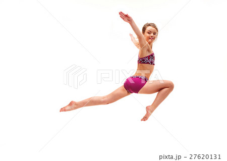 The teenager girl doing gymnastics exercises 27620131