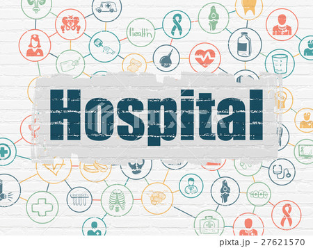 Healthcare concept: Hospital on wall background Healthcare concept: Hospital on wall background 27621570