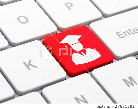 Science concept: Student on computer keyboard 27621583