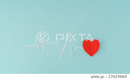 Paper cut of cardiogram of heart rhythm for Valentines Day . 27624669