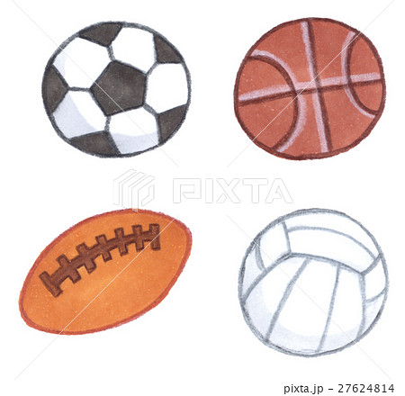 いろいろなボール サッカー ラグビー バスケ バレー のイラスト