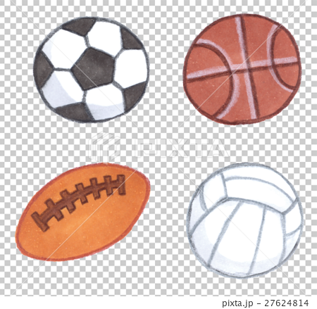 いろいろなボール サッカー ラグビー バスケ バレー のイラスト素材