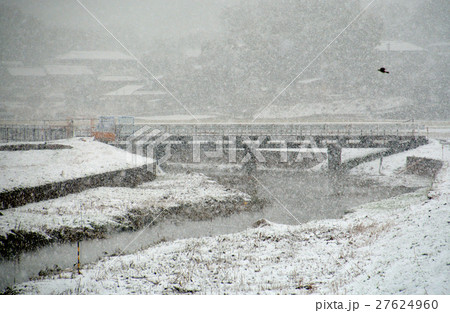 見沼田圃:降雪の加田屋新田 加田屋川に架かる橋 見沼田圃:降雪の加田屋新田 加田屋川に架かる橋 27624960