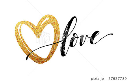 Happy Valentines Day hand lettering, with golden 27627789