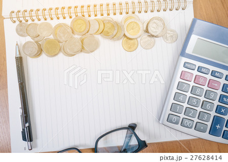 A finance Money, calculator notes,  27628414