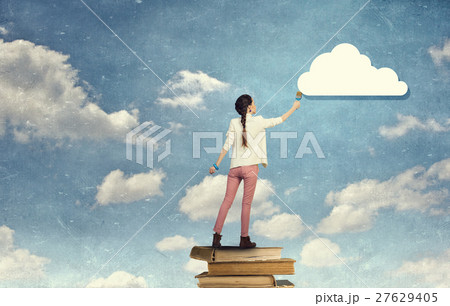Woman painting wall in colors Woman painting wall in colors 27629405