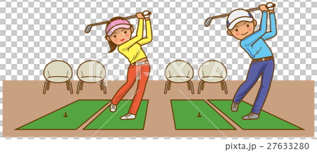 Golf driving range image illustration of men and women 27633280