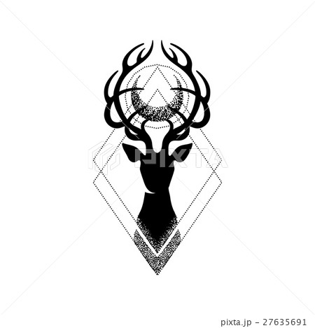 Deer silhouette and moon Deer silhouette and moon 27635691