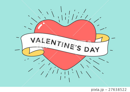 Old ribbon with message Valentine Day and red Old ribbon with message Valentine Day and red 27638522