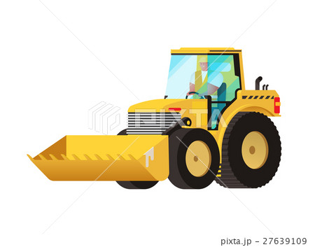 Yellow tractor. Agricultural transport.  27639109