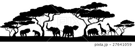 Silhouette African Safari Animal Landscape Scene Silhouette African Safari Animal Landscape Scene 27641059