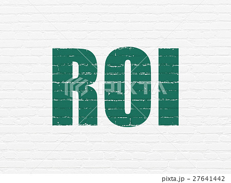 Finance concept: ROI on wall background Finance concept: ROI on wall background 27641442