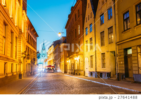Riga Latvia. White Tower With Pyramidal Spire Of Riga Latvia. White Tower With Pyramidal Spire Of 27641488