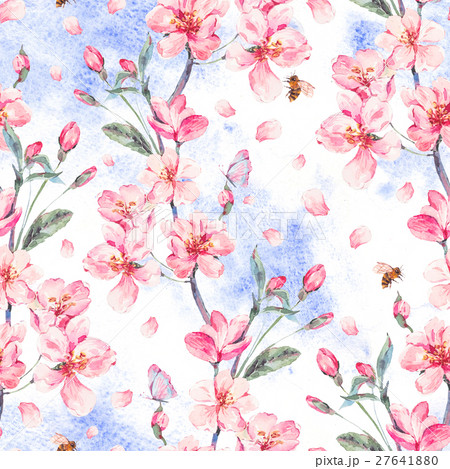 Watercolor spring seamless background with 27641880