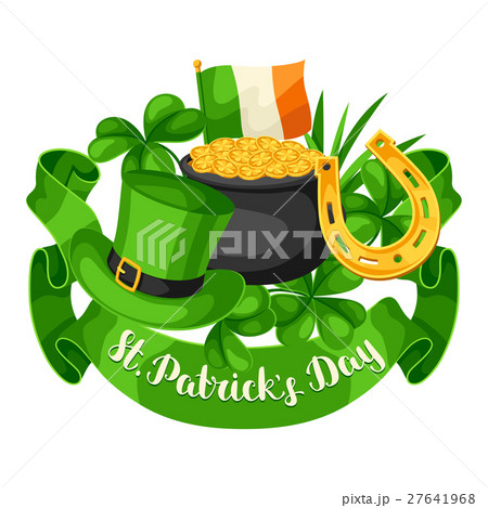 Saint Patricks Day greeting card. Flag Ireland Saint Patricks Day greeting card. Flag Ireland 27641968