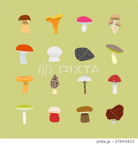 Cartoon Mushrooms Icon Set. Vector Cartoon Mushrooms Icon Set. Vector 27643832