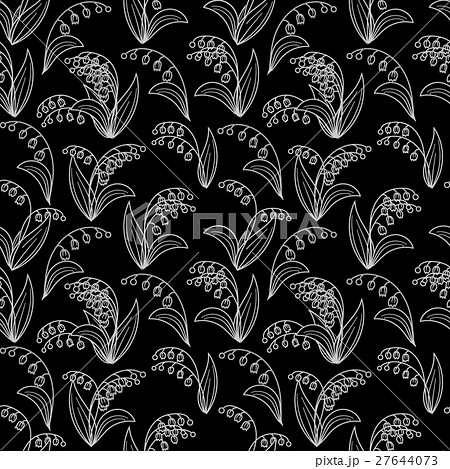 Seamless black and white pattern with lilies of 27644073