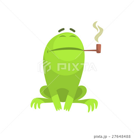 Green Frog Funny Character Smoking A Long Pipe 27648488