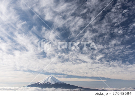 三ツ峠 開運山の山頂から見た富士山の写真素材