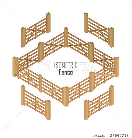 Wooden Fence Vector In Isometric Projection 27649718