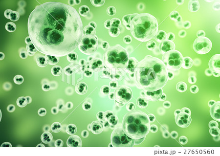 Human cells or animal on green background. Life 27650560