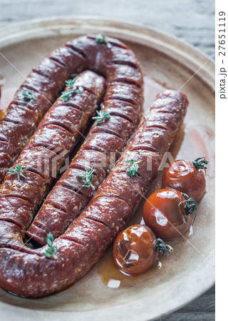 Roasted chorizo with cherry tomatoes 27651119