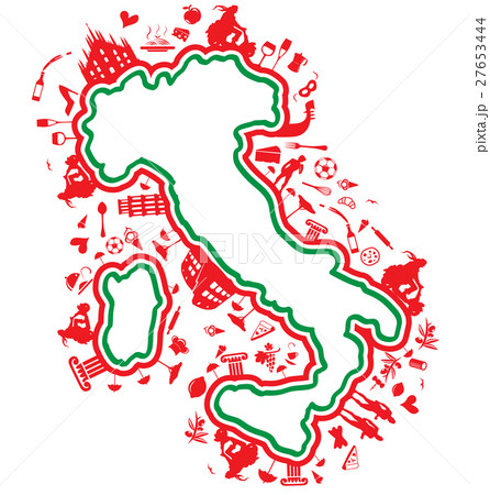 italian map with silhouette symbol set 27653444