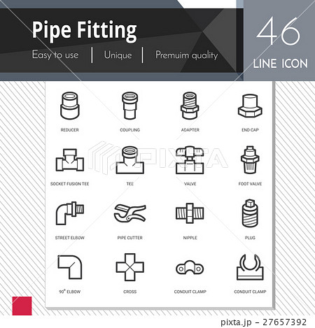 Pipe fitting elements vector icons set. 27657392