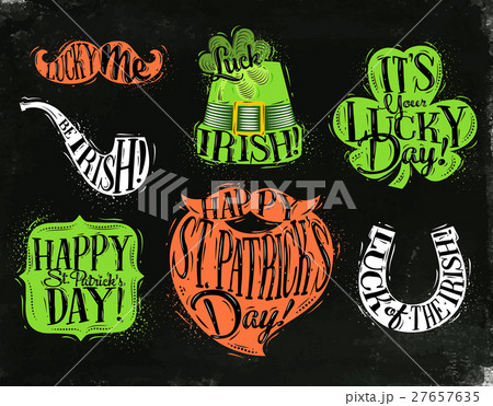 St Patrick symbols chalkboard St Patrick symbols chalkboard 27657635