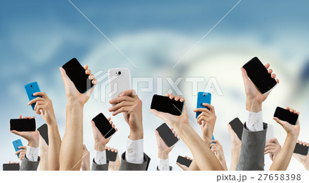Group of people with raised hands Group of people with raised hands 27658398