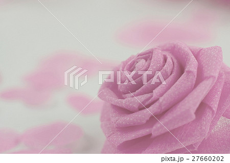 Pink rose fabric flower and small hart field Pink rose fabric flower and small hart field 27660202
