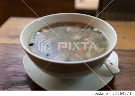 rice congee mixed with pork, mushroom rice congee mixed with pork, mushroom 27664271