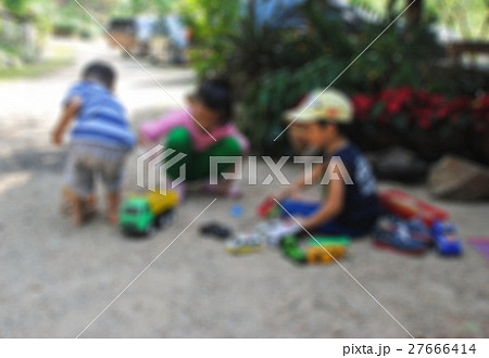 Abstract Blur image of Kids play car toy Abstract Blur image of Kids play car toy 27666414