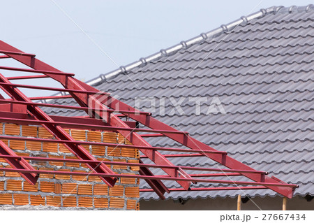 structural steel beam on roof of building structural steel beam on roof of building 27667434