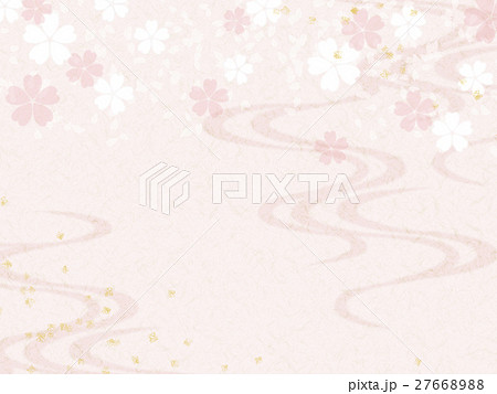 桜背景 流水紋のイラスト素材 2766
