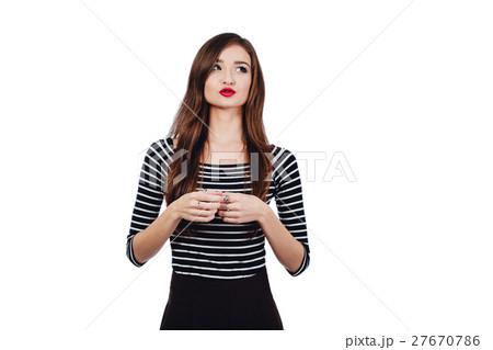 Emotional portrait Cute beautiful girl artist 27670786