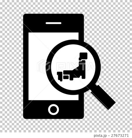 スマホで地図検索のイラスト素材