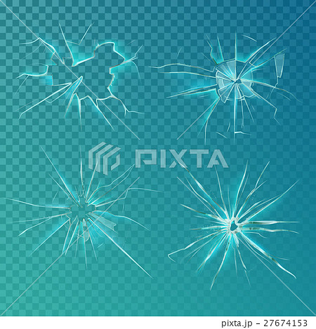 Set of isolated glass cracks on screens or windows 27674153