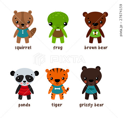 Cartoon animal characters with smiley faces 27674159