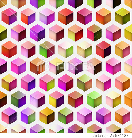 Gradient Cubes Tiling. Seamless Multicolor Pattern 27674588