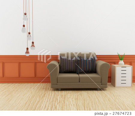 modern sofa interior in the room with shelf in 3D modern sofa interior in the room with shelf in 3D 27674723