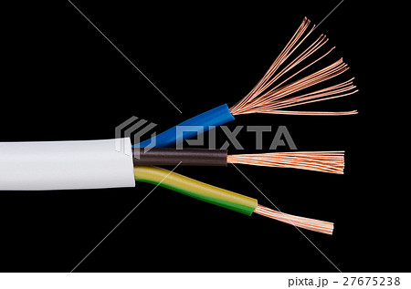 Electrical power cable IEC standard over black Electrical power cable IEC standard over black 27675238