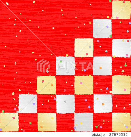 朱赤金銀 市松模様 和紙風 朱赤金銀 市松模様 和紙風 27676552