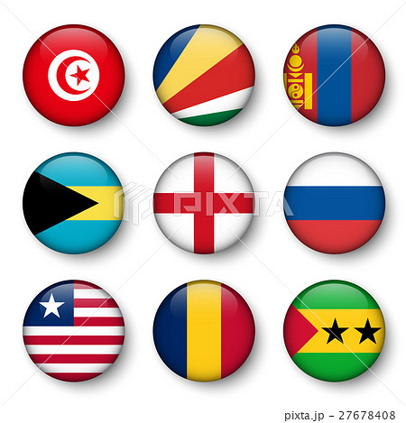 Set of world flags round badges  27678408