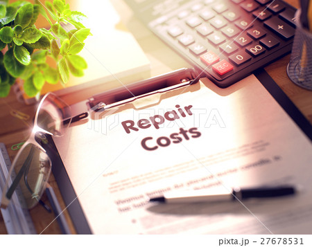 Clipboard with Repair Costs Concept. 3D. 27678531