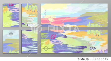 Set of abstract hand draw creative universal cards 27678735