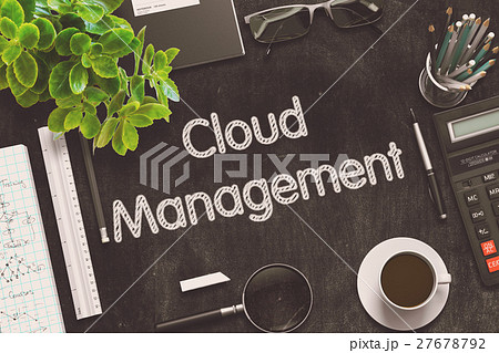 Cloud Management - Text on Black Chalkboard. 3D Cloud Management - Text on Black Chalkboard. 3D 27678792