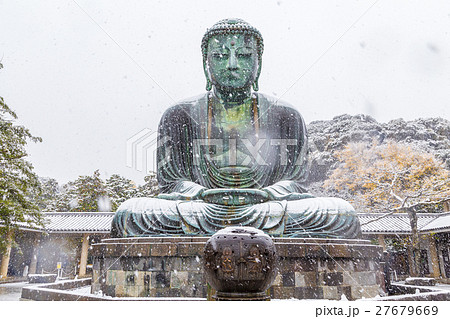 鎌倉の大仏　雪 27679669