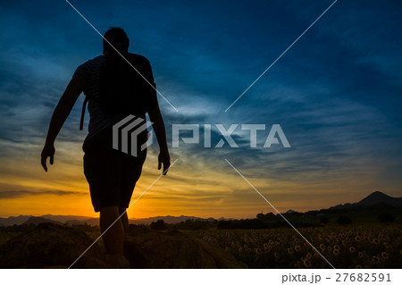 Silhouette of successful traveler 27682591