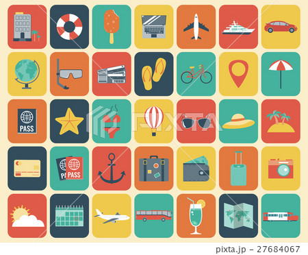 Travel Icons Set. Flat design style. Vector 27684067